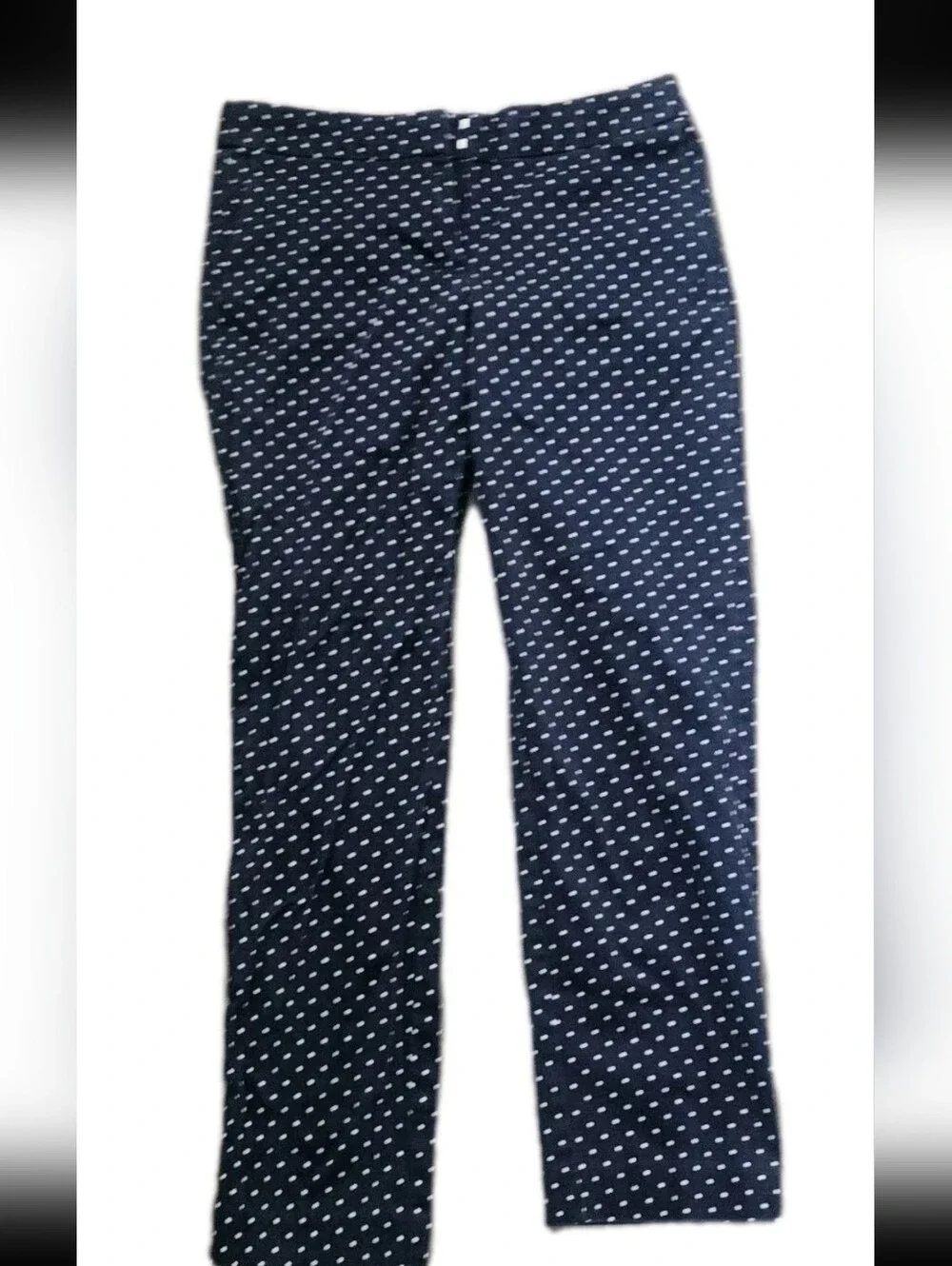 BODEN Richmond Trousers US 4L UK 8L Navy Blue White Polka Dot Cotton Stretch